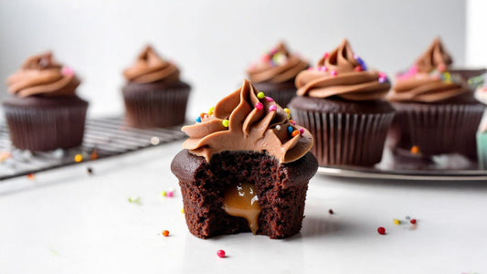 Cupcakes de Chocolate rellenos de Dulce de leche (sin azúcar)