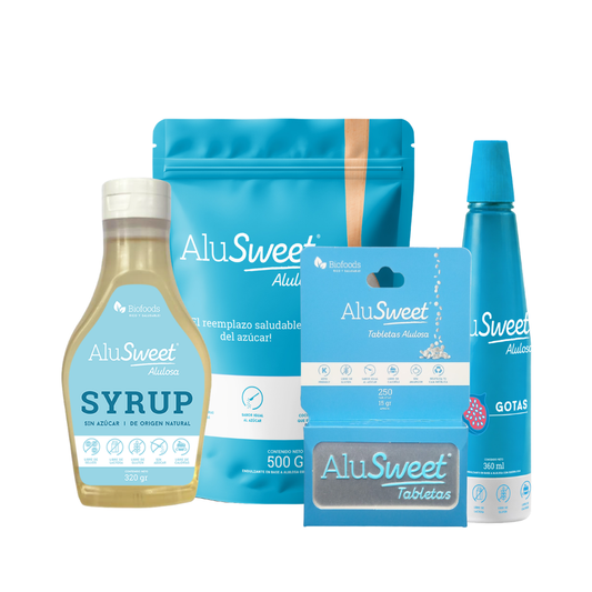 Pack AluSweet Alulosa 500gr + Gotas 360ml + Syrup + Tabletas