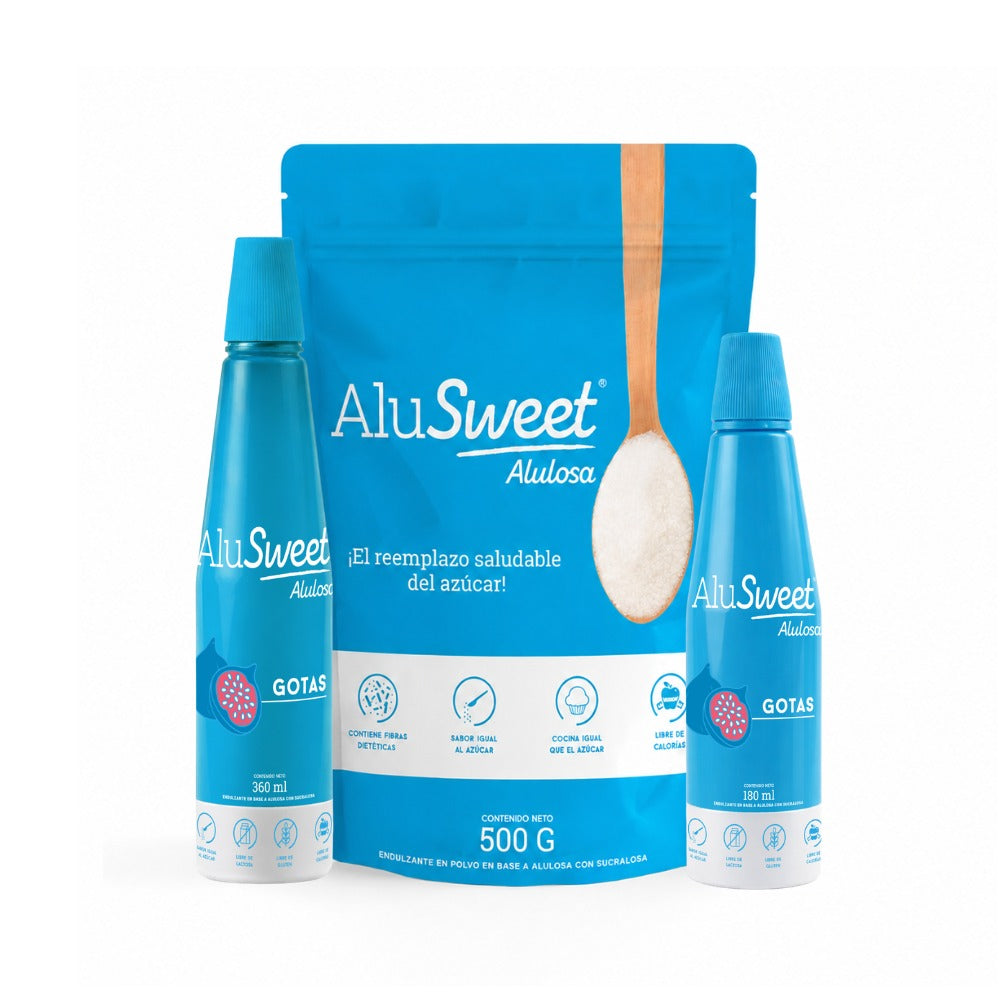 Pack AluSweet Alulosa : Polvo 500g + Gotas 360ml y 180ml